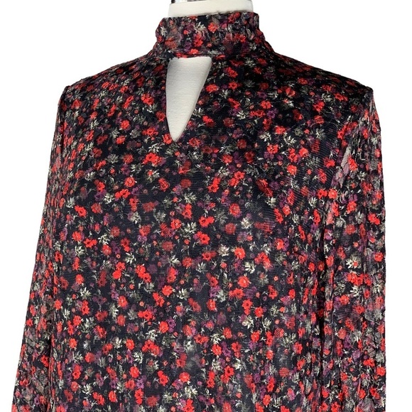 Libby Edelman Dark Acedemia Small Floral Collar High Neck Prairie Dress Large - Picture 2 of 11